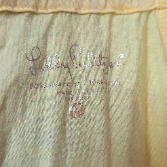 Lilly Pulitzer Size Medium Yellow Tank Summer Pima Cotton - Picture 2 of 4